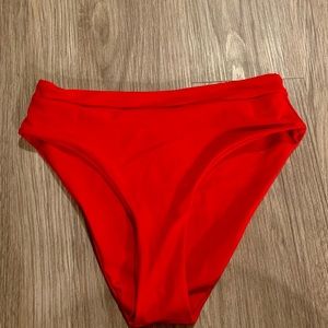 Red High Waisted Bikini Bottom